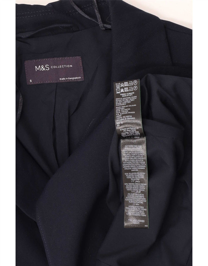 Marks & Spencer Womens 1 Button Blazer Jacket UK 8 Small Navy Blue