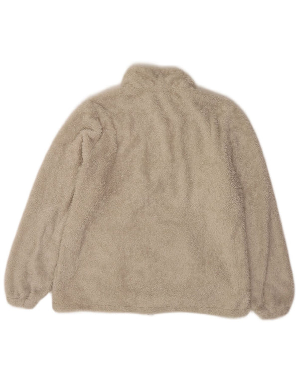 New Balance Womens Zip Neck Fleece Jumper UK 16 Large Beige Polyester