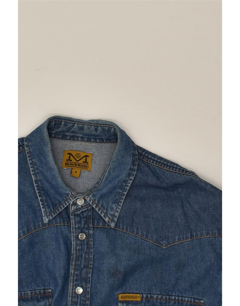 MAVERICK Mens Denim Shirt Medium Blue | Vintage MAVERICK | Thrift | Second-Hand MAVERICK | Used Clothing | Messina Hembry 