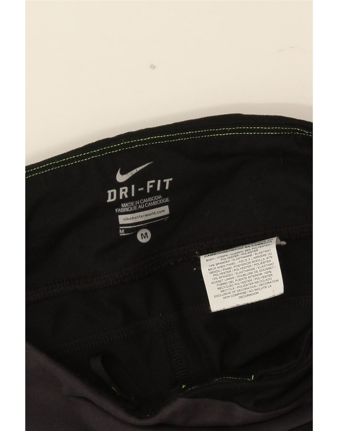 Nike Womens Dri Fit Leggings UK 12 Medium Black Colourblock Polyester