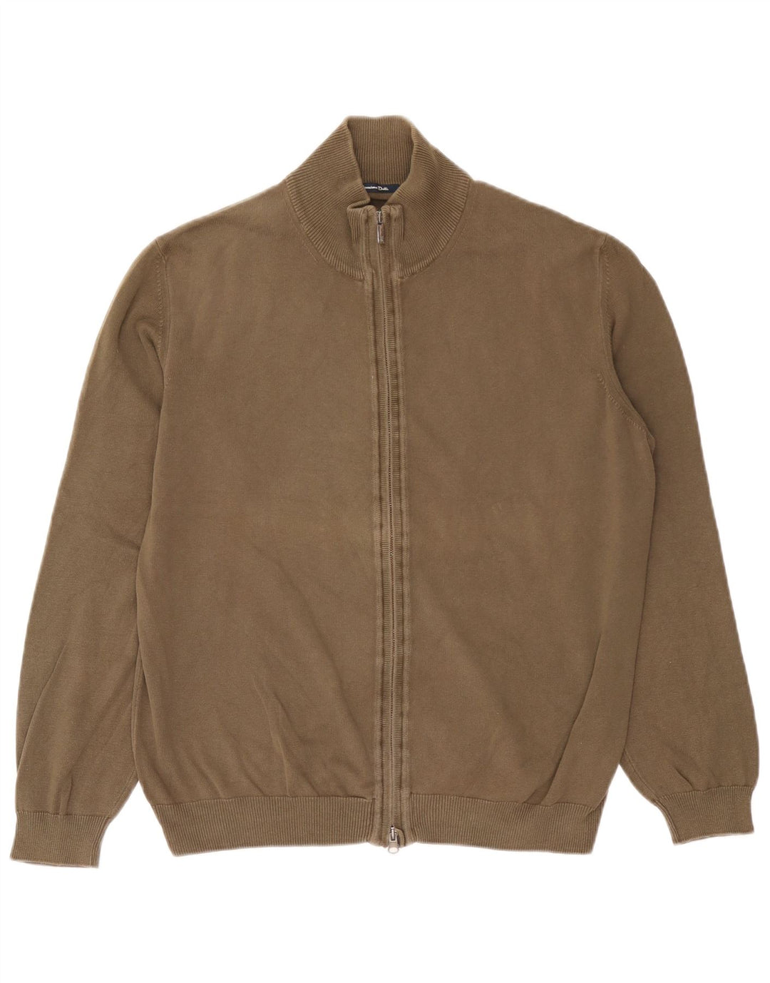 Massimo Dutti Mens Cardigan Sweater Large Khaki Cotton