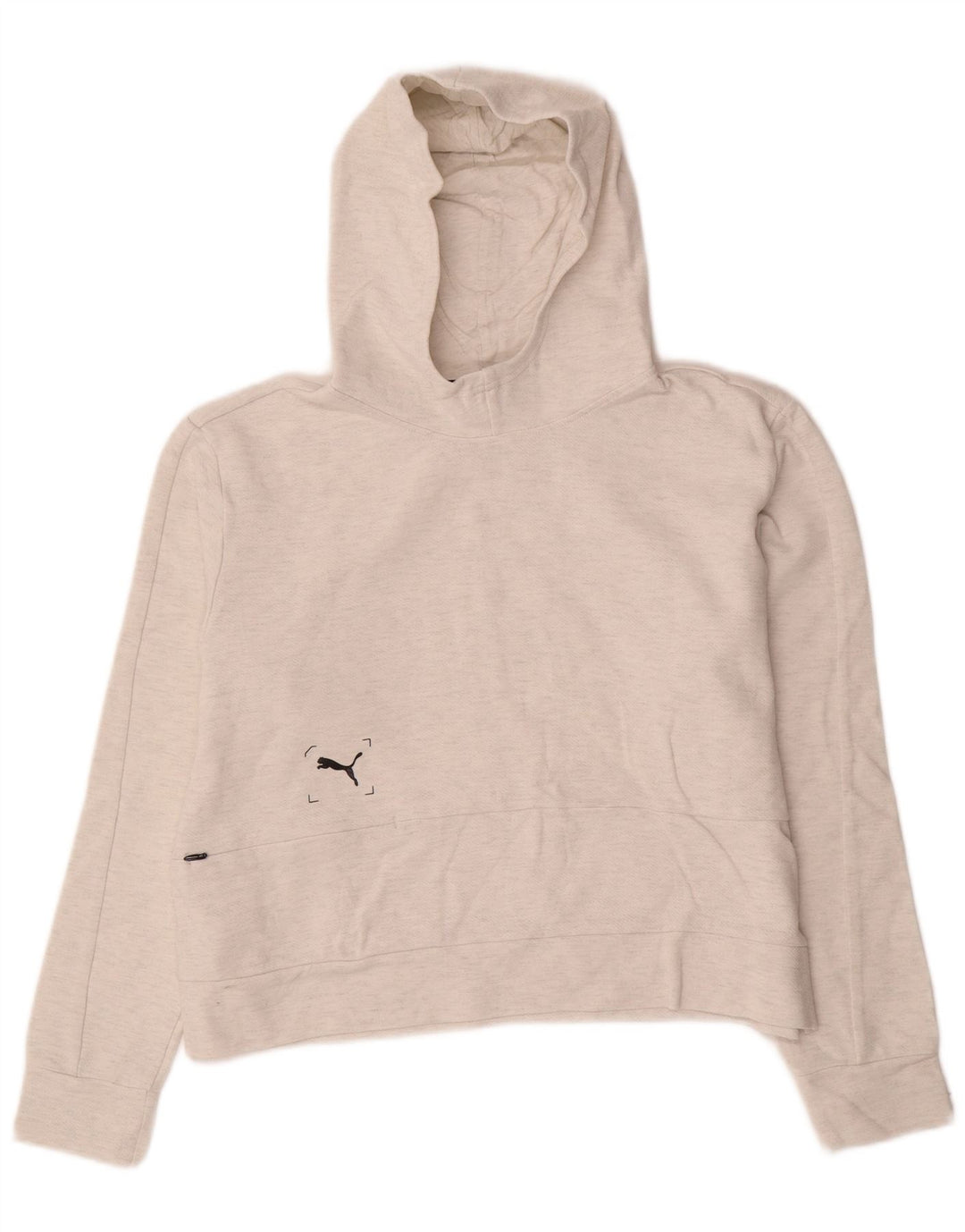 Puma Womens Crop Hoodie Jumper UK 14 Medium Off White