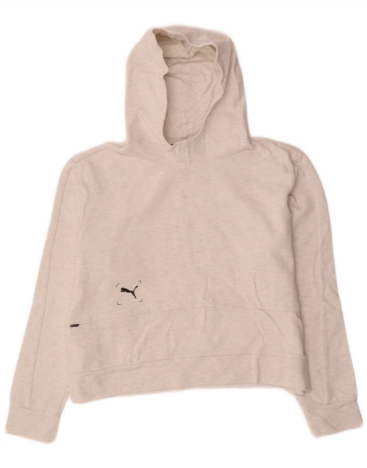 Puma Womens Crop Hoodie Jumper UK 14 Medium Off White