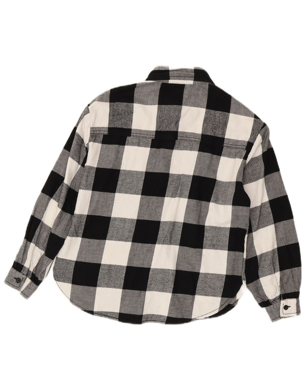 Benetton Girls Loose Fit Flannel Shirt 8-9 Years Large Black Gingham Cotton