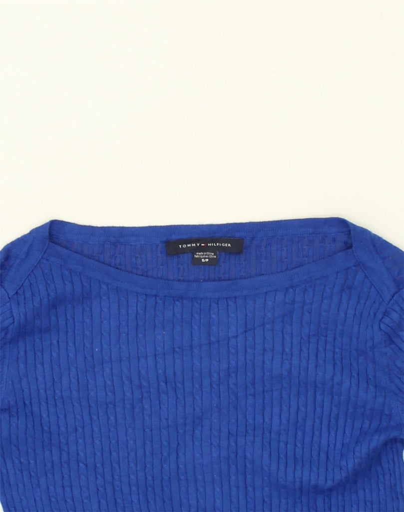 TOMMY HILFIGER Womens Boat Neck Jumper Sweater UK 8 Small Blue Viscose | Vintage Tommy Hilfiger | Thrift | Second-Hand Tommy Hilfiger | Used Clothing | Messina Hembry 