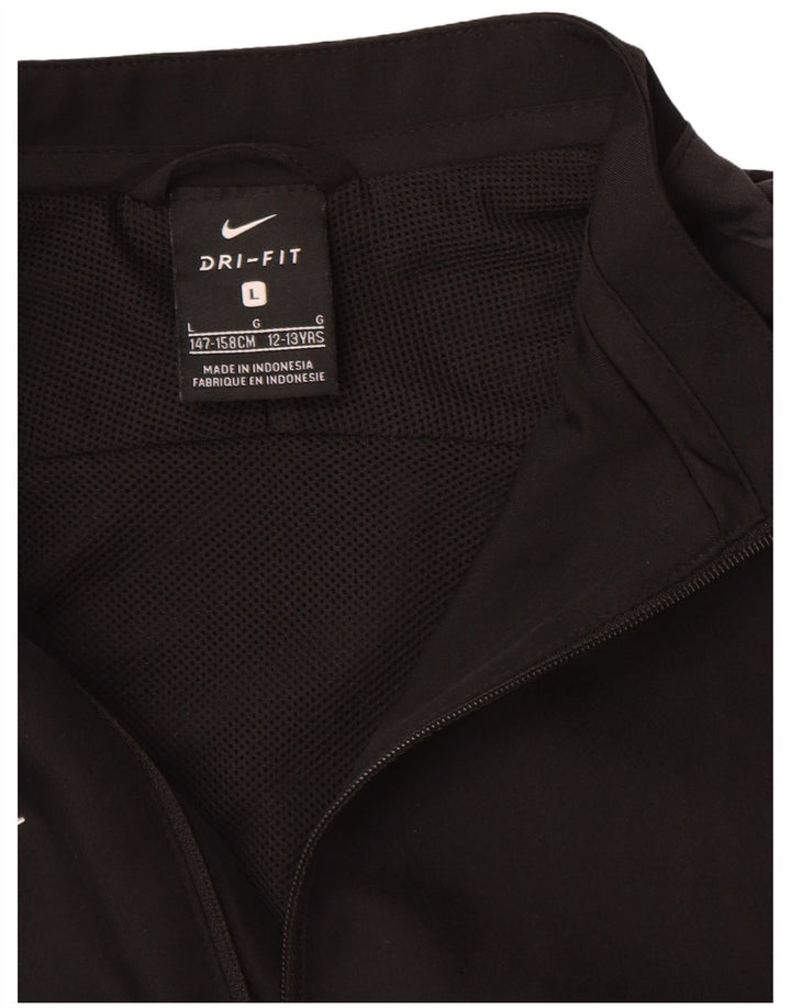 Nike Boys Dri Fit Tracksuit Top Jacket 12-13 Years Large Black Colourblock