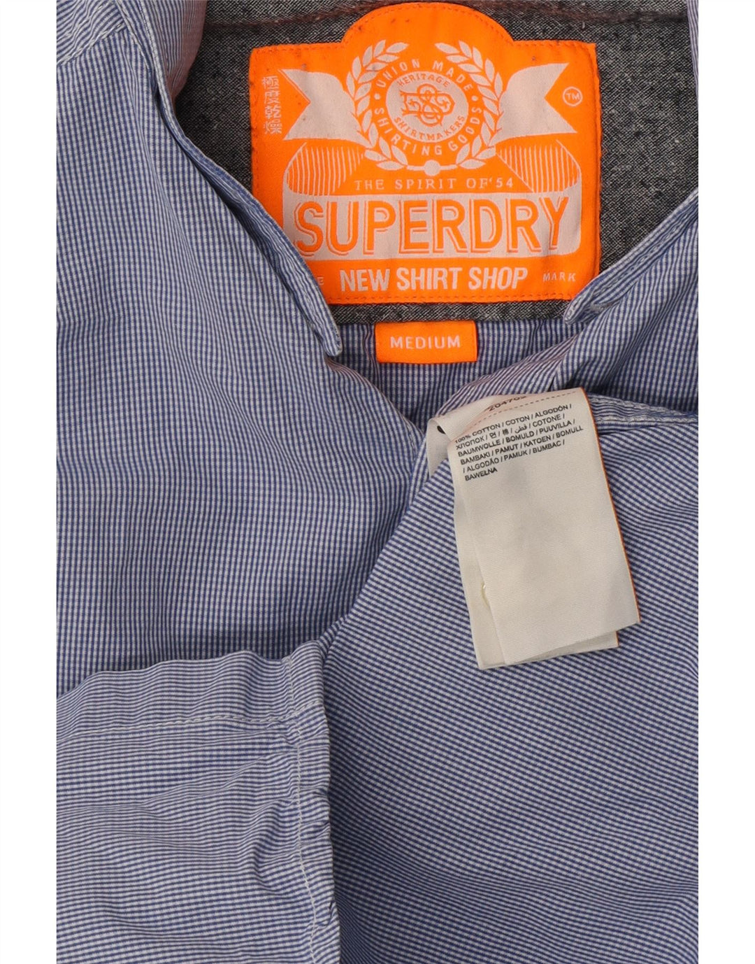 SUPERDRY Mens Shirt Medium Blue Pinstripe Cotton