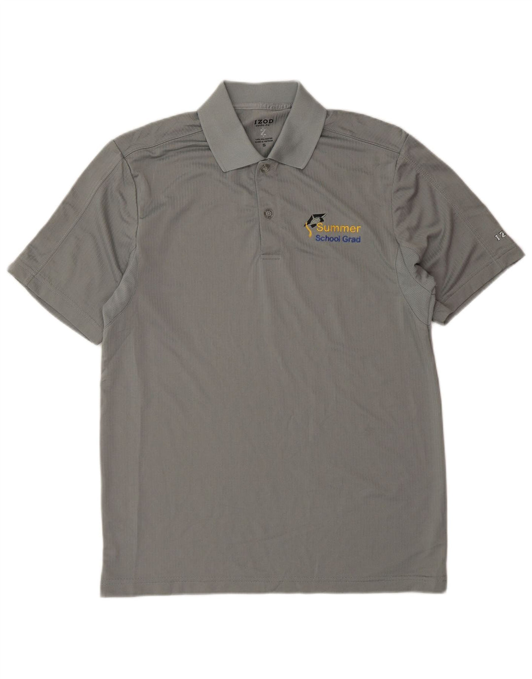 Izod Mens Polo Shirt Small Grey Polyester