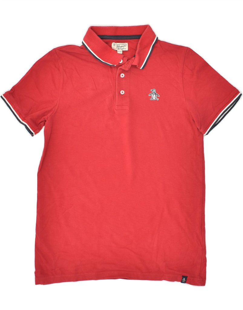 PENGUIN Boys Polo Shirt 12-13 Years Red Cotton | Vintage Penguin | Thrift | Second-Hand Penguin | Used Clothing | Messina Hembry 