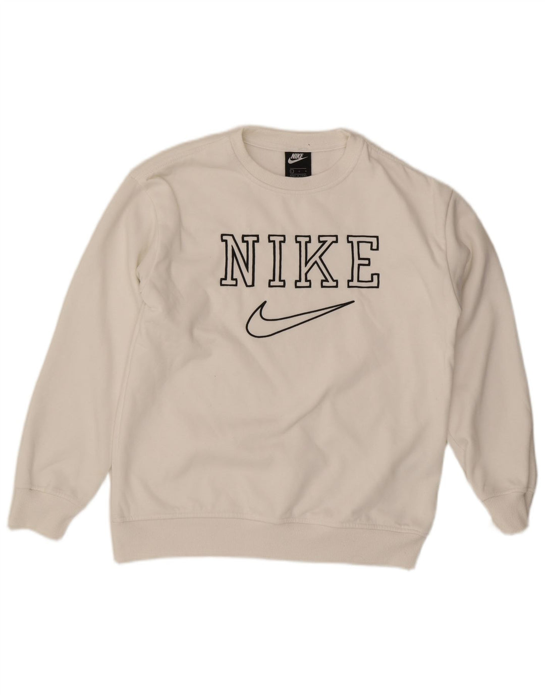 NIKE Mens Graphic Sweatshirt Jumper Large White Cotton