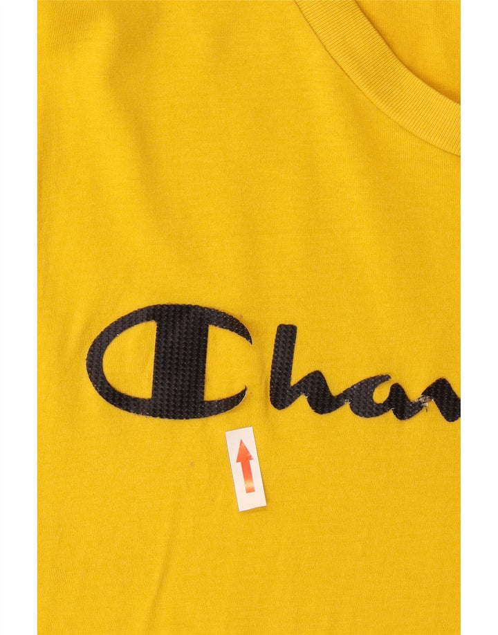 Champion Mens Graphic T-Shirt Top Medium Yellow