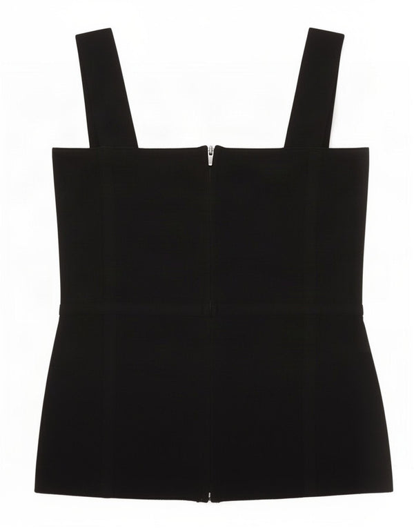 Zara Womens Crop Top UK 8 Small Black Nylon
