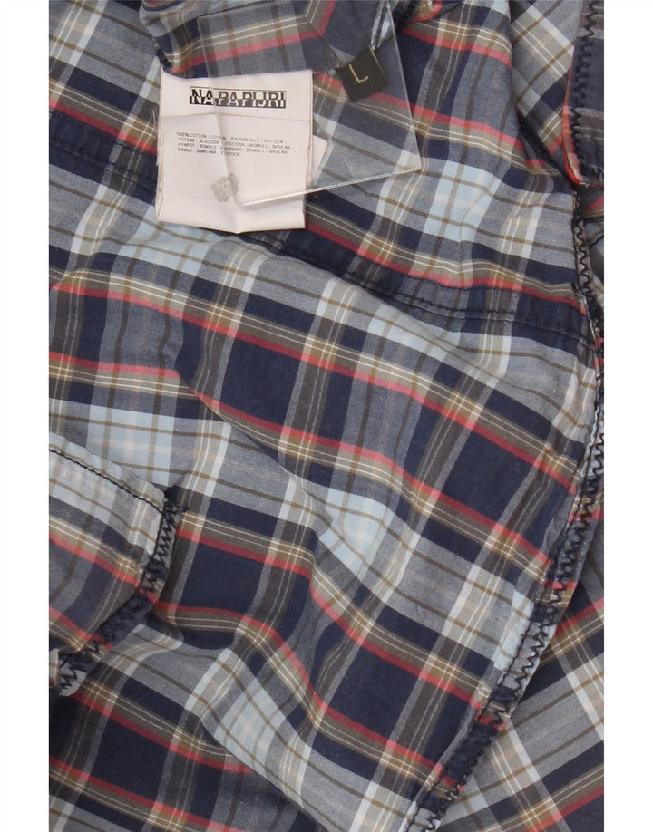 Napapijri Mens Shirt Large Blue Check Cotton