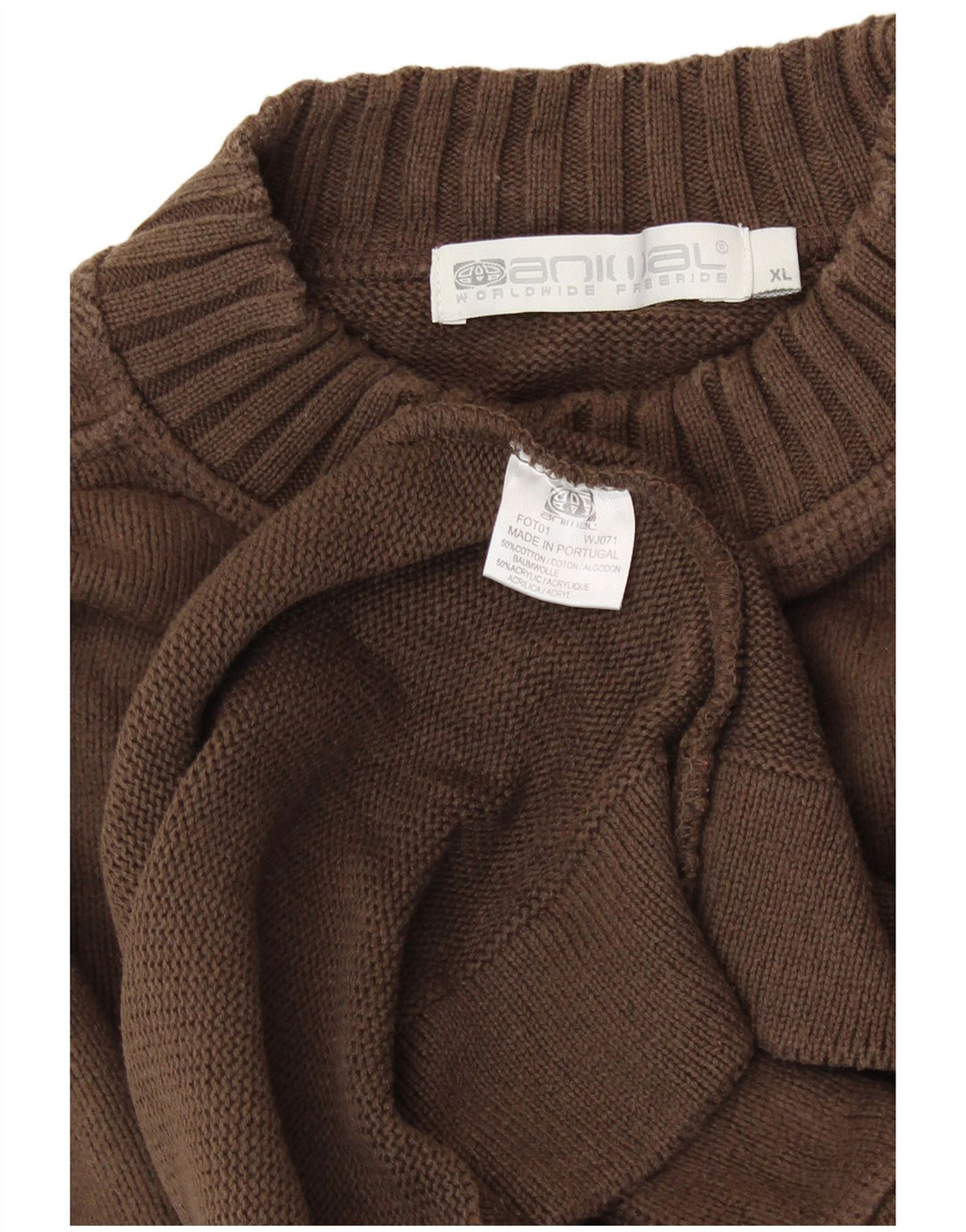 ANIMAL Mens Crew Neck Jumper Sweater XL Brown Cotton