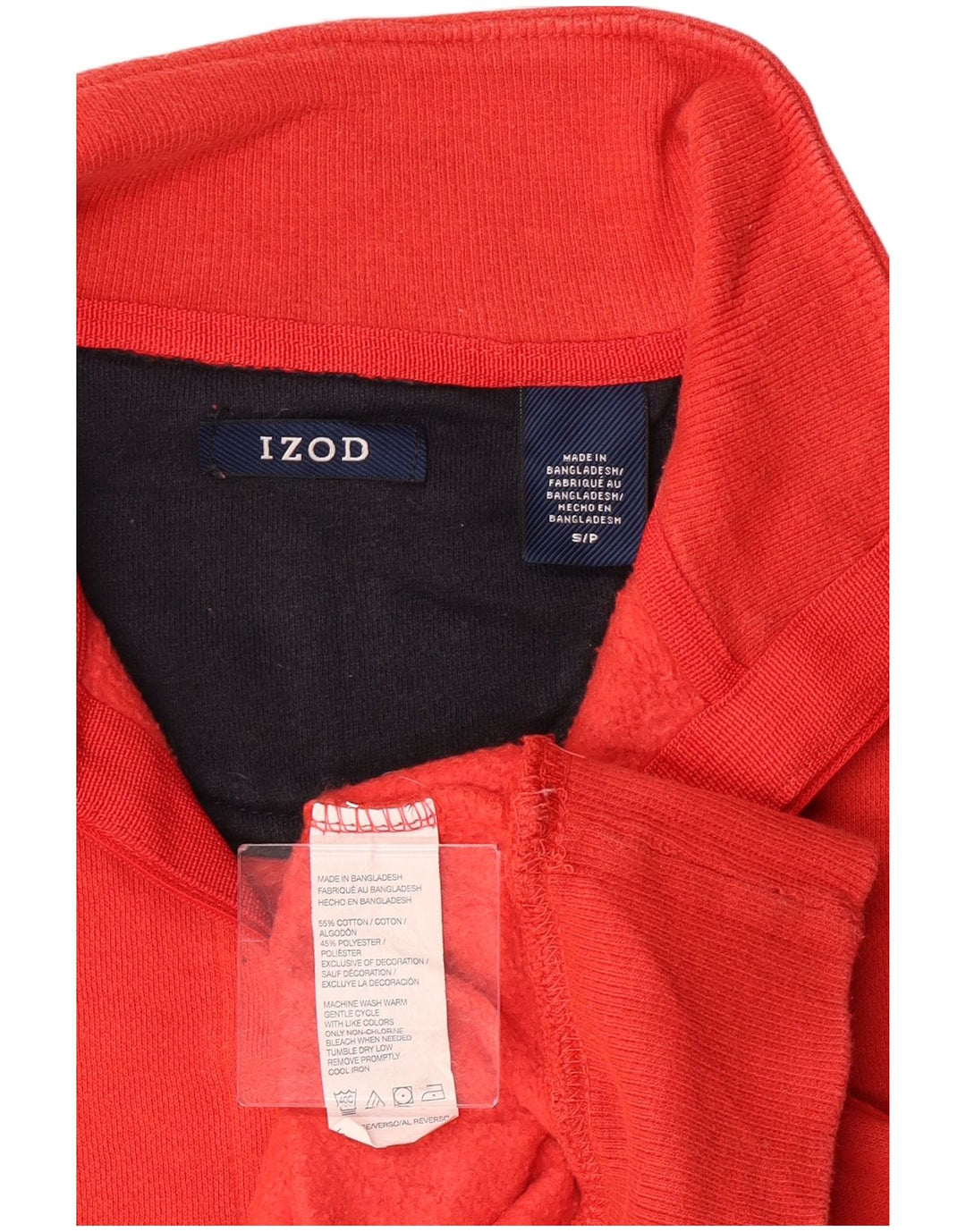 Izod Mens 1/4 Zip Sweatshirt Jumper Small Red Cotton