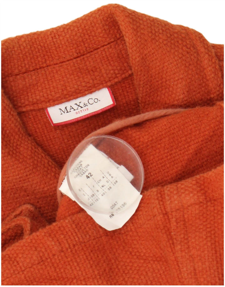 Max & Co. Womens Pea Coat UK 10 Small Orange Cotton