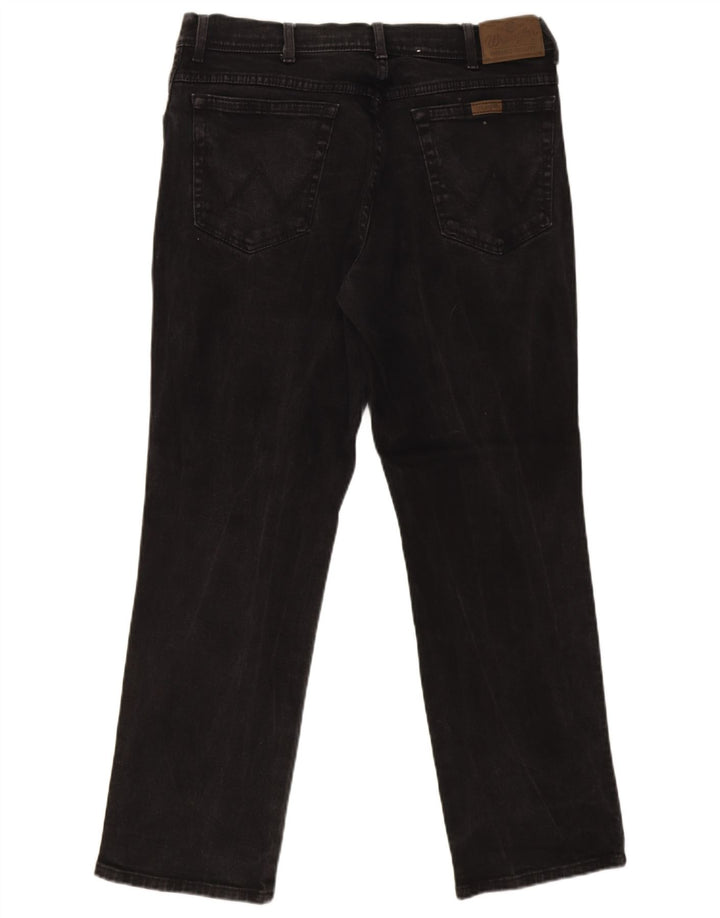 Wrangler Mens Regular Fit Straight Jeans W36 L30 Black Cotton