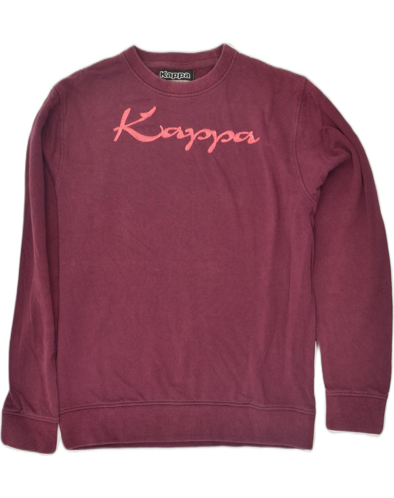 KAPPA Mens Graphic Sweatshirt Jumper Small Maroon Cotton | Vintage Kappa | Thrift | Second-Hand Kappa | Used Clothing | Messina Hembry 