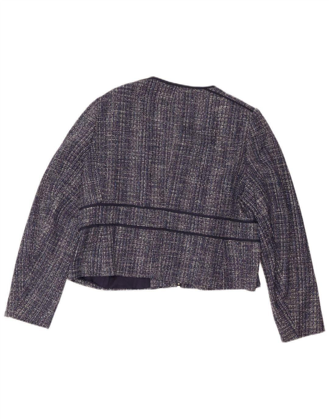 Hobbs Womens Crop Blazer Jacket UK 18 XL Navy Blue Flecked