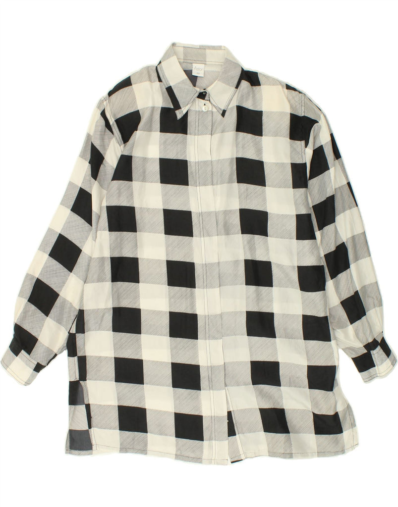 ASTOR Womens Longline Shirt EU 40 Medium Grey Gingham Vintage Astor and Second-Hand Astor from Messina Hembry 