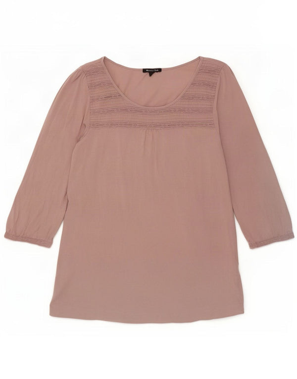 Massimo Dutti Womens Top 3/4 Sleeve UK 12 Medium Pink