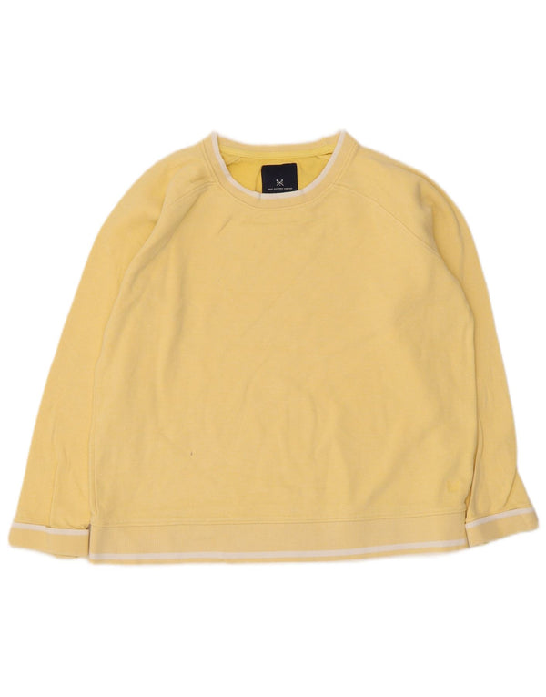 Crew Clothing Womens Sweatshirt Jumper UK 12 Medium Yellow Striped Cotton