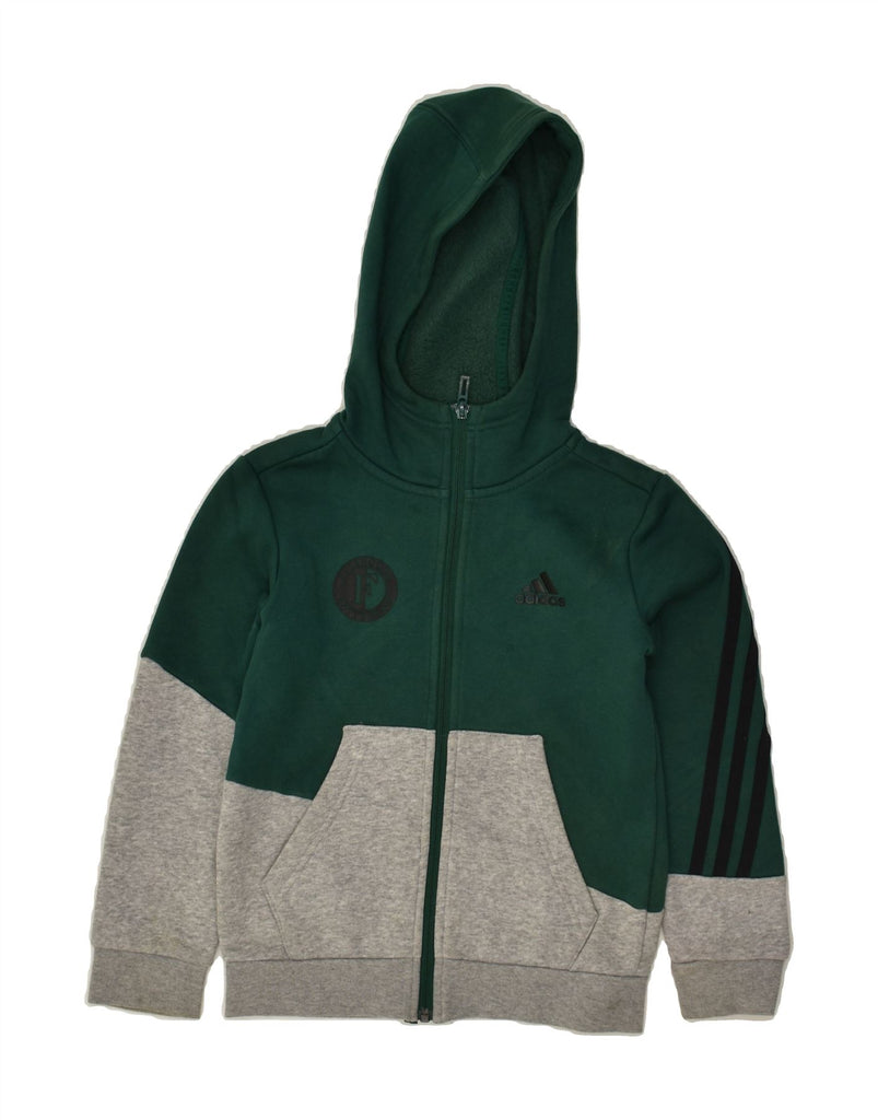 ADIDAS Girls Zip Hoodie Sweater 7-8 Years Grey Colourblock Cotton | Vintage Adidas | Thrift | Second-Hand Adidas | Used Clothing | Messina Hembry 