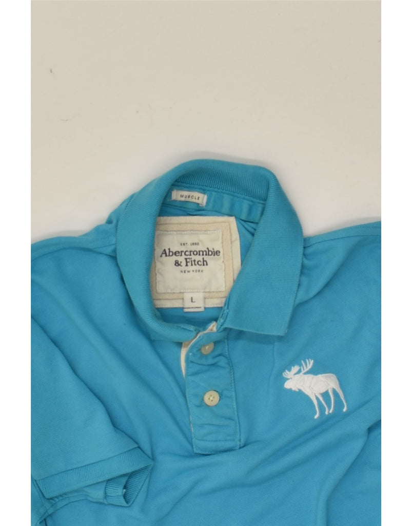 ABERCROMBIE & FITCH Mens Muscle Polo Shirt Large Blue Cotton | Vintage Abercrombie & Fitch | Thrift | Second-Hand Abercrombie & Fitch | Used Clothing | Messina Hembry 
