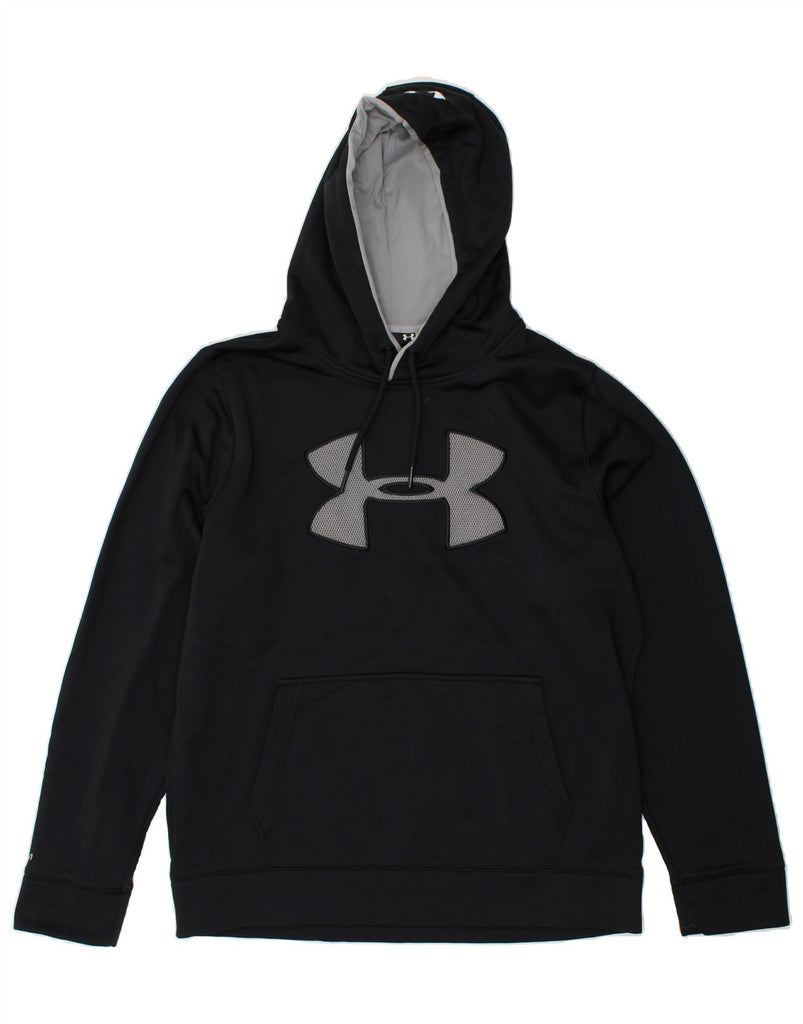UNDER ARMOUR Mens Graphic Hoodie Jumper Large Black Polyester | Vintage Under Armour | Thrift | Second-Hand Under Armour | Used Clothing | Messina Hembry 