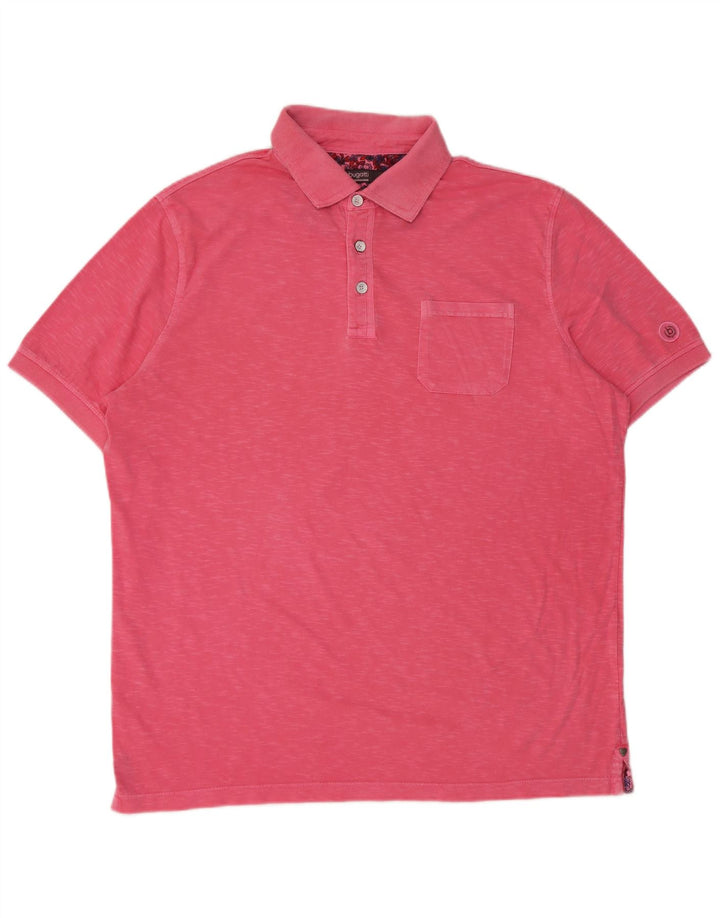 Bugatti Mens Garment Dyed Polo Shirt XL Pink