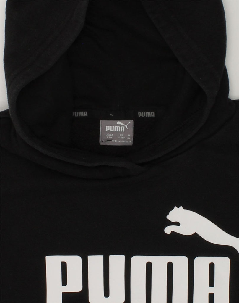 PUMA Boys Graphic Hoodie Jumper 11-12 Years Black Cotton | Vintage Puma | Thrift | Second-Hand Puma | Used Clothing | Messina Hembry 