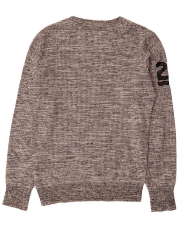 Superdry Mens Graphic Sweatshirt Jumper Small Grey Flecked Cotton