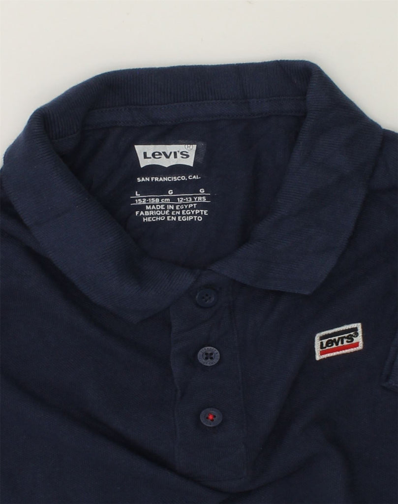 LEVI'S Boys Polo Shirt 12-13 Years Large Navy Blue Cotton | Vintage Levi's | Thrift | Second-Hand Levi's | Used Clothing | Messina Hembry 