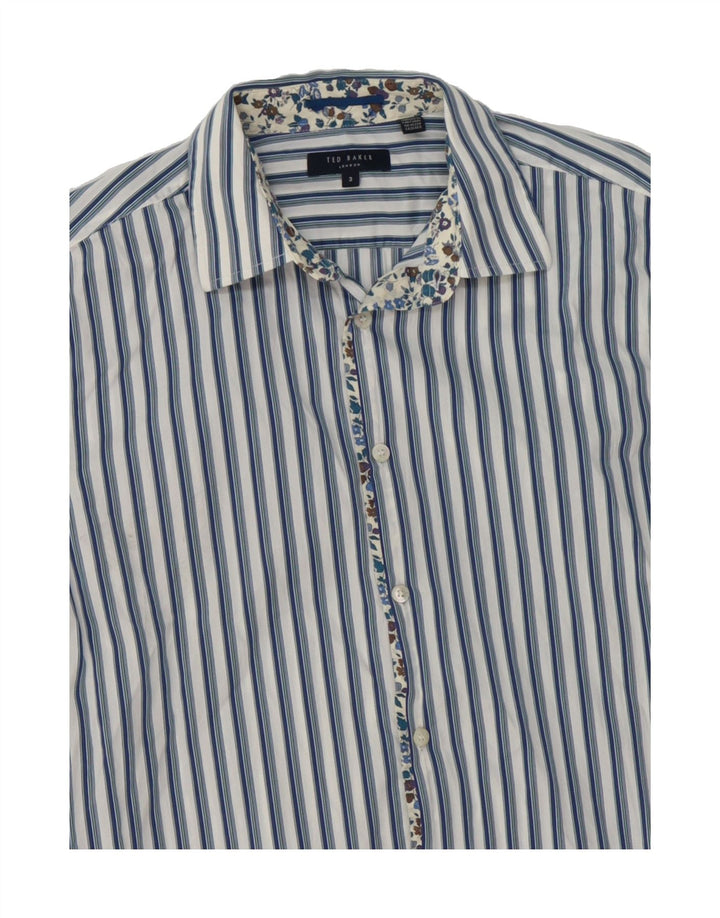 TED BAKER Mens Shirt Size 3 Medium Blue Striped Cotton Vintage Ted Baker and Second-Hand Ted Baker from Messina Hembry 