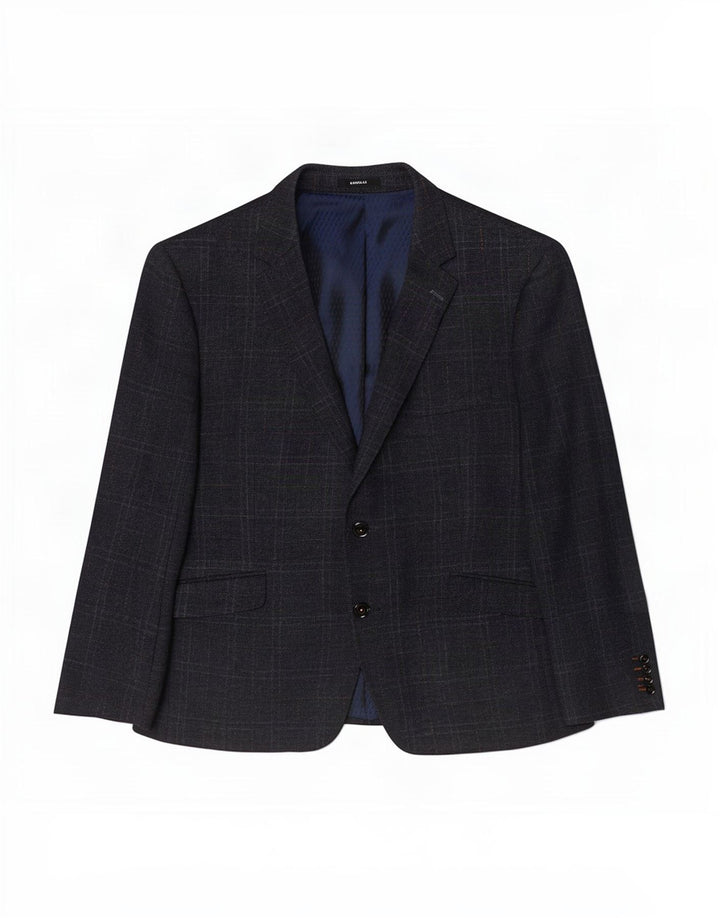 Douglas Mens 2 Button Blazer Jacket UK 44 2XL Navy Blue Check Wool