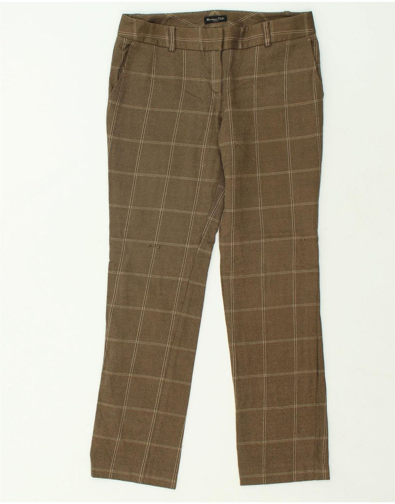 MASSIMO DUTTI Womens Slim Chino Trousers W30 L30 Brown Check Cotton | Vintage Massimo Dutti | Thrift | Second-Hand Massimo Dutti | Used Clothing | Messina Hembry 