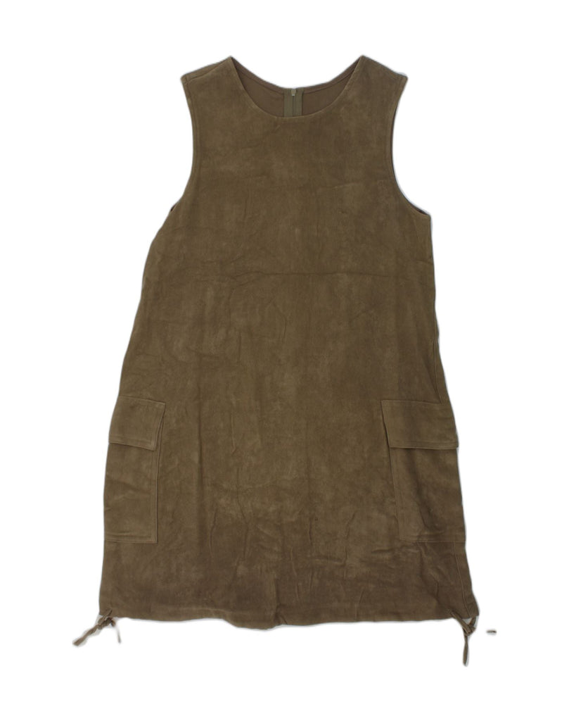 BENETTON Girls Sleeveless Cargo Basic Dress 9-10 Years Khaki Viscose | Vintage Benetton | Thrift | Second-Hand Benetton | Used Clothing | Messina Hembry 