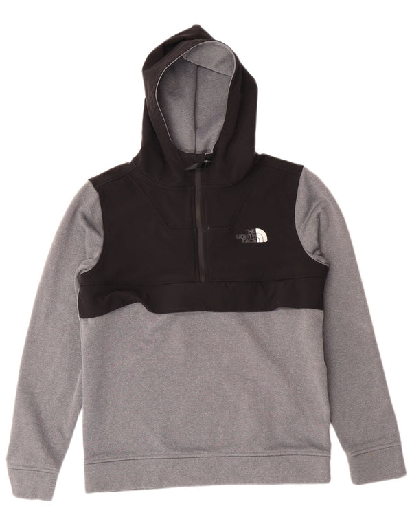 THE NORTH FACE Boys Zip Neck Hoodie Jumper 14-15 Years XL Grey Colourblock
