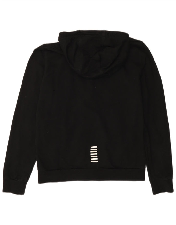 EMPORIO ARMANI Womens Zip Hoodie Sweater UK 14 Medium Black Cotton