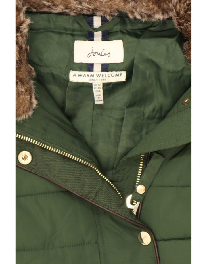 Joules Womens Hooded Padded Coat UK 12 Medium Green Polyester