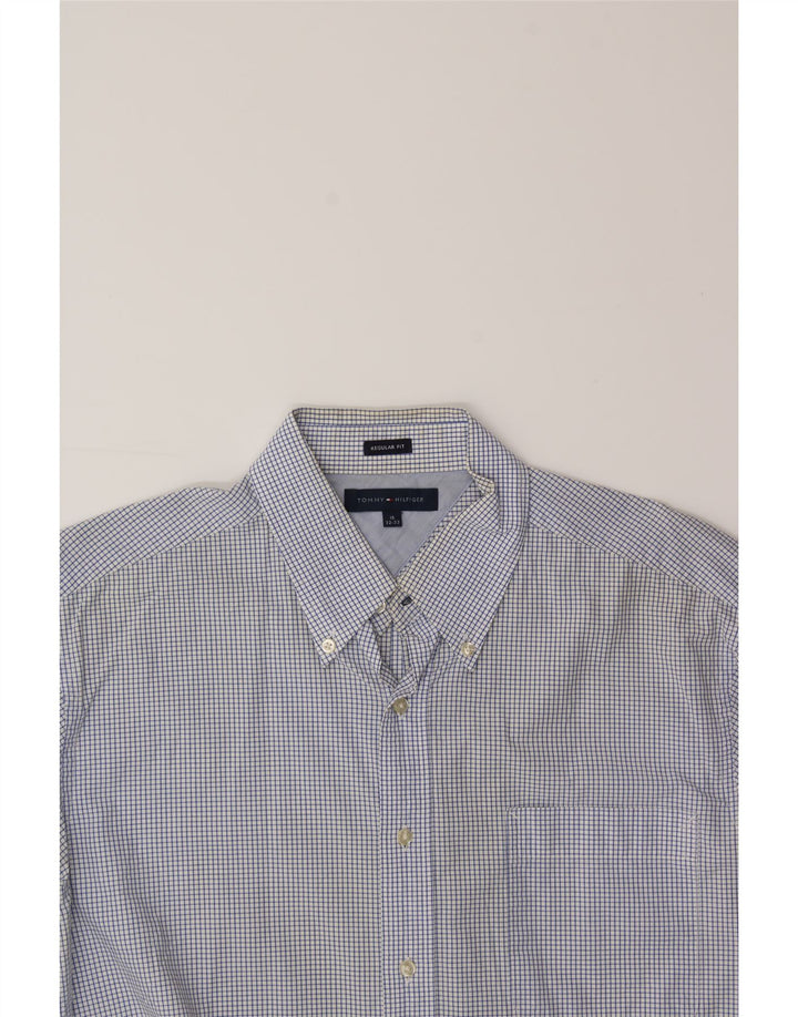 TOMMY HILFIGER Mens Regular Fit Shirt Size 16 Large Blue Check Cotton Vintage Tommy Hilfiger and Second-Hand Tommy Hilfiger from Messina Hembry 