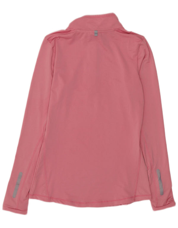 Ellesse Womens Zip Neck Top Long Sleeve UK 12 Medium Pink Polyester