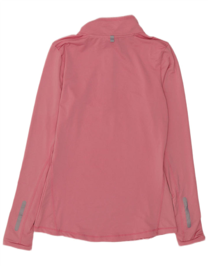 Ellesse Womens Zip Neck Top Long Sleeve UK 12 Medium Pink Polyester