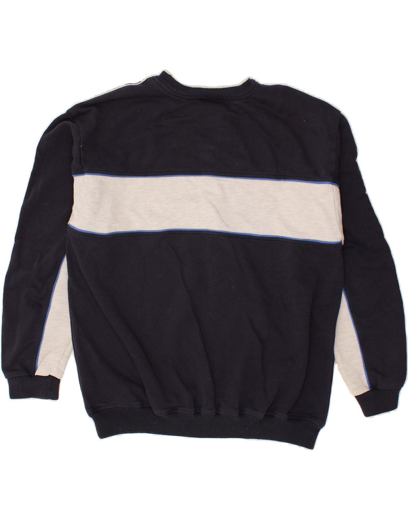 PUMA Mens Sweatshirt Jumper Large Navy Blue Colourblock Cotton | Vintage Puma | Thrift | Second-Hand Puma | Used Clothing | Messina Hembry 