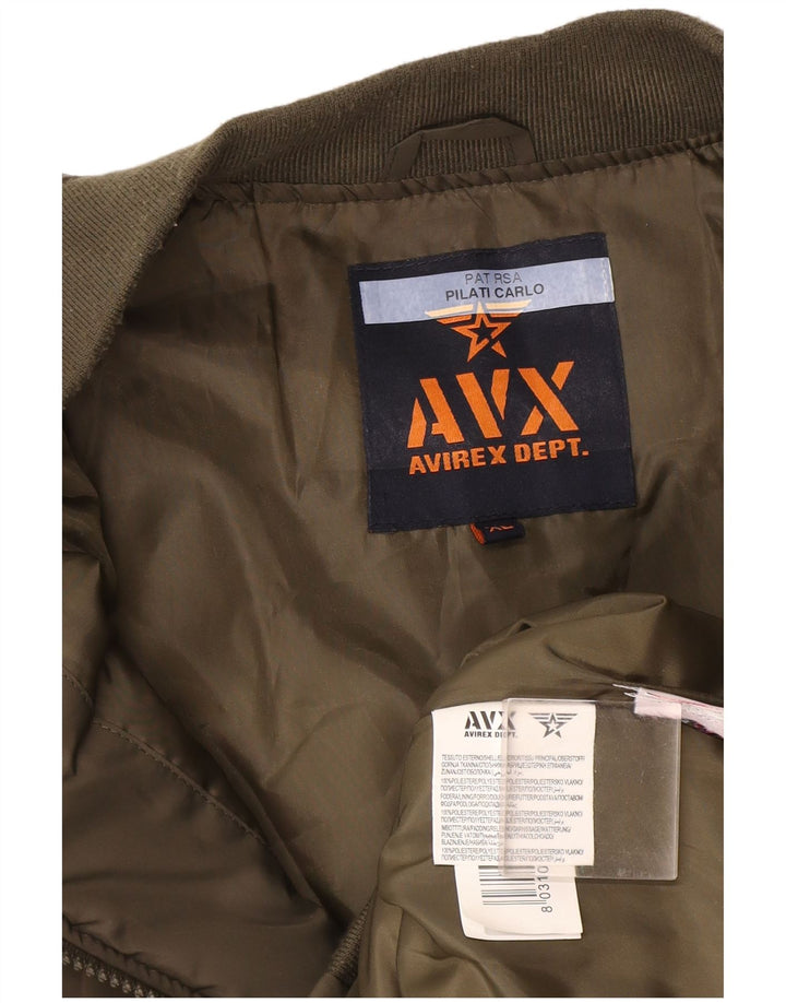 Avirex Mens Bomber Jacket UK 42 XL Khaki Polyester