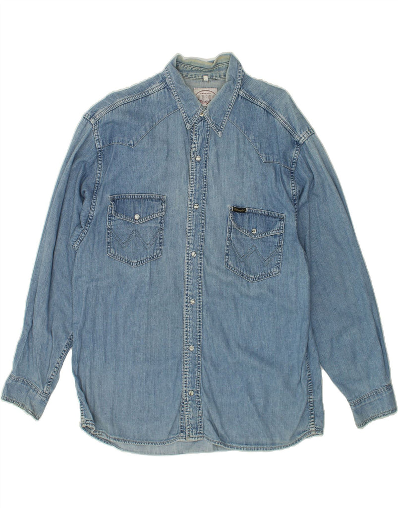 WRANGLER Mens Denim Shirt XL Blue | Vintage Wrangler | Thrift | Second-Hand Wrangler | Used Clothing | Messina Hembry 
