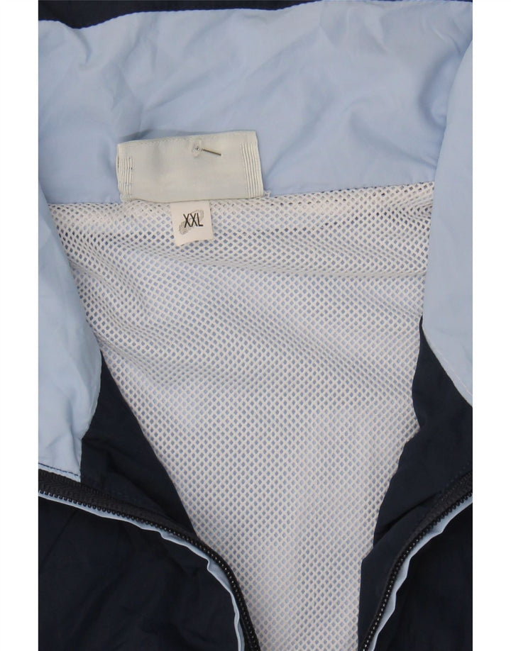 ASICS Mens Rain Jacket UK 44 2XL Navy Blue Colourblock Polyester Vintage Asics and Second-Hand Asics from Messina Hembry 