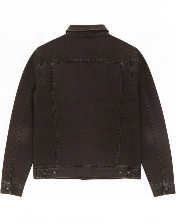 Zara Mens Sherpa Denim Jacket UK 40 Large Black Cotton