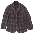 Jaggy Mens 3 Button Blazer Jacket IT 48 Medium Navy Blue Check Cotton