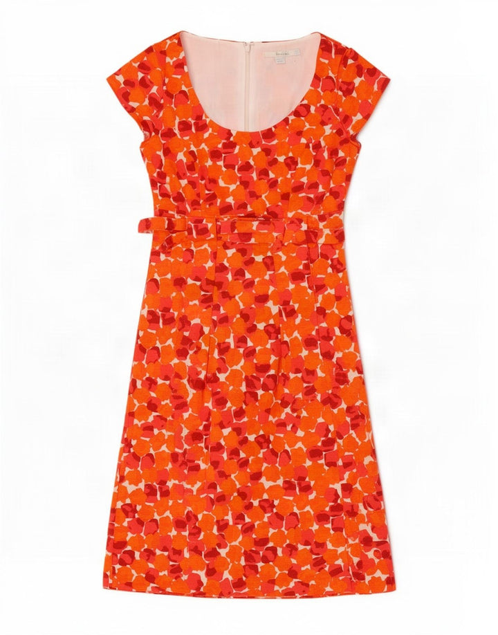 Boden Womens Basic Dress UK 8 Small Orange Floral Cotton
